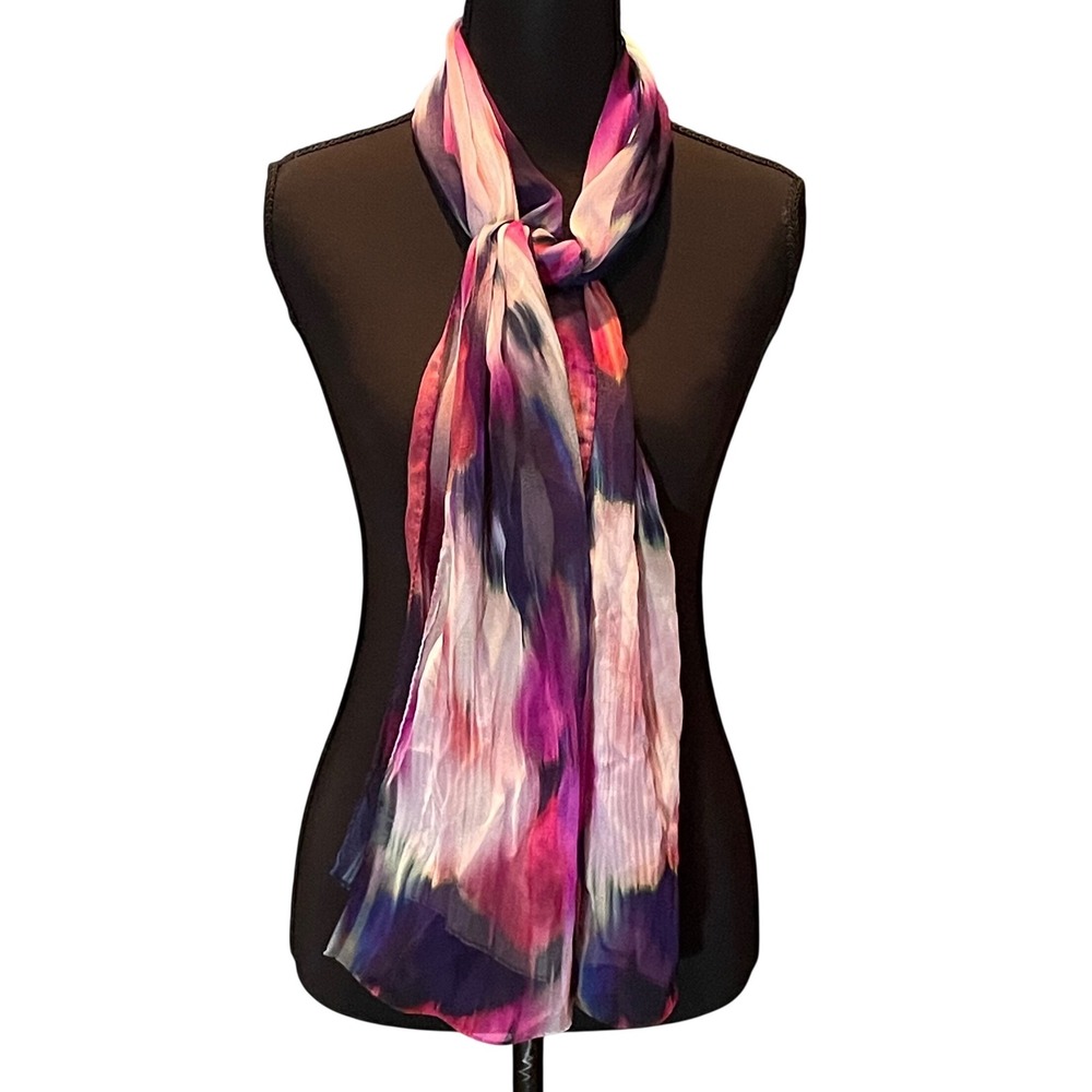 VTG Laura Biagiotti Abstract Watercolor Silk Scarf Italian Riviera Chic Y2K
